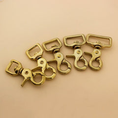 4 Pcs Brass Snap Hook Swivel Eye Lobster Claw Clasps Trigger Clip for Leather Craft Bag Purse Strap Belt Webbing Pet Leash Rope