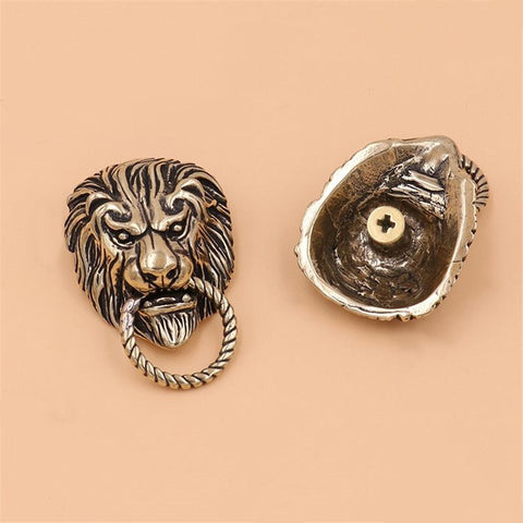 B 2 pcs Solid brass Lion head design conchos screwback rivets leather craft bag wallet garment decoration