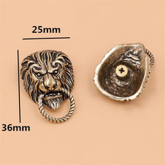 B 2 pcs Solid brass Lion head design conchos screwback rivets leather craft bag wallet garment decoration