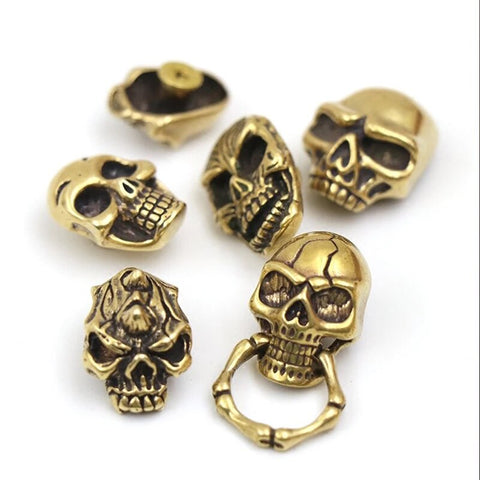 B 5 Pcs  Gothic Brass Skull Conchos Studs Screw Back Punk Rivets for Leather Craft Bag Wallet Garment Decor