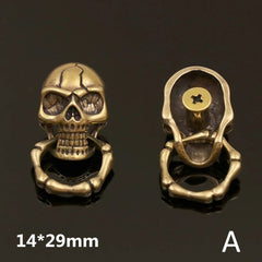 B 5 Pcs  Gothic Brass Skull Conchos Studs Screw Back Punk Rivets for Leather Craft Bag Wallet Garment Decor