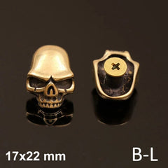 B 5 Pcs  Gothic Brass Skull Conchos Studs Screw Back Punk Rivets for Leather Craft Bag Wallet Garment Decor