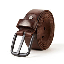 Cargar imagen en el visor de la galería, leather belts for men Soft Natural Cowhide Mens Belt Hard Metal Metal Matt Black Buckle Real Leahter brown Belt