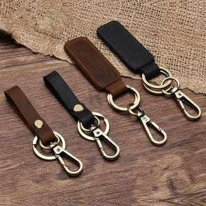New Fashion Genuine Leather Women Small Gift Retro Handmade Purse Keychain Car Key Ring Holder Wallet Arts and Crafts for Men