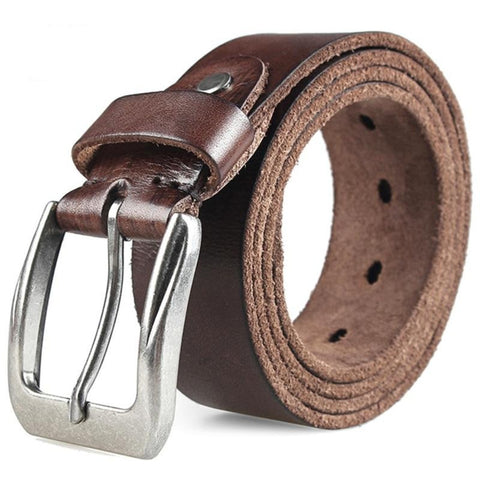 Men  Layer Leather  Casual Belt Vintage Design Pin Buckle Genuine Leather Belts For Men Original Cowhide