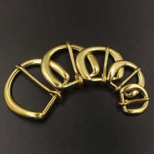 Cargar imagen en el visor de la galería, 1 x Solid brass Heel bar buckle end bar belt half buckle single pin for leather craft bag belt strap webbing clasps