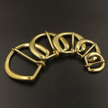 Cargar imagen en el visor de la galería, 1 x Solid brass Heel bar buckle end bar belt half buckle single pin for leather craft bag belt strap webbing clasps