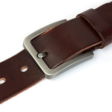 Cargar imagen en el visor de la galería, leather belt men natural original leather no interlayer hard brushed steel buckle men&#39;s Genuine Leather Belt Accessories