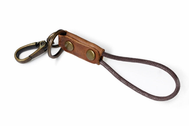 Vintage Genuine Leather Key Wallet DIY Accessories Men Women Keychain Covers Holder for Car Keys Housekeeper Lanyard Organizer