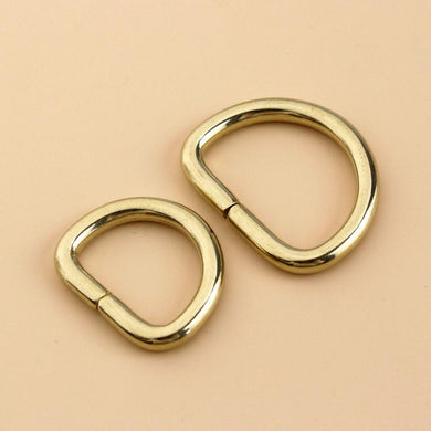 C 2Pcs Solid Brass D Rings Buckles for Bag Strap Belt Purse Webbing Dog Collar 10-38mm Inner Width Leather Craft DIY Accessories