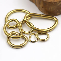 C 2Pcs Solid Brass D Rings Buckles for Bag Strap Belt Purse Webbing Dog Collar 10-38mm Inner Width Leather Craft DIY Accessories