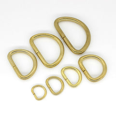 C 2Pcs Solid Brass D Rings Buckles for Bag Strap Belt Purse Webbing Dog Collar 10-38mm Inner Width Leather Craft DIY Accessories