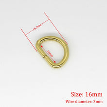 Load image into Gallery viewer, C 2Pcs Solid Brass D Rings Buckles for Bag Strap Belt Purse Webbing Dog Collar 10-38mm Inner Width Leather Craft DIY Accessories