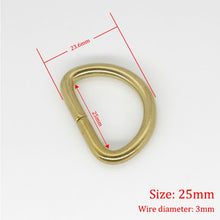 Carregar imagem no visualizador da galeria, C 2Pcs Solid Brass D Rings Buckles for Bag Strap Belt Purse Webbing Dog Collar 10-38mm Inner Width Leather Craft DIY Accessories