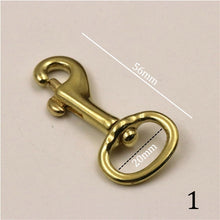 Carica l&#39;immagine nel visualizzatore di Gallery, Solid Brass Trigger Swivel Eye Bolt Snap Hook For webbing Leather Craft Bag Strap Belt Hook Clasp Pet Dog Leash Clip
