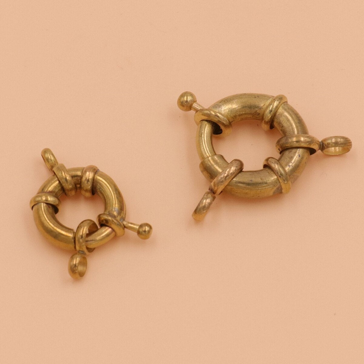 C 2pcs Brass Jewelry O-ring Snap Hook with Double 