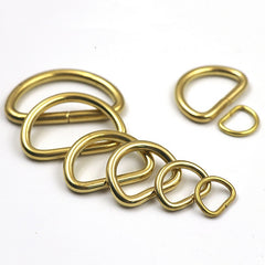 C 2Pcs Solid Brass D Rings Buckles for Bag Strap Belt Purse Webbing Dog Collar 10-38mm Inner Width Leather Craft DIY Accessories