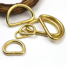 Cargar imagen en el visor de la galería, C 2Pcs Solid Brass D Rings Buckles for Bag Strap Belt Purse Webbing Dog Collar 10-38mm Inner Width Leather Craft DIY Accessories