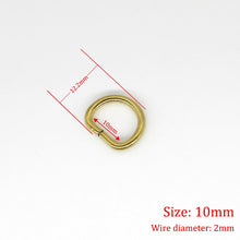 Carregar imagem no visualizador da galeria, C 2Pcs Solid Brass D Rings Buckles for Bag Strap Belt Purse Webbing Dog Collar 10-38mm Inner Width Leather Craft DIY Accessories