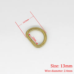 C 2Pcs Solid Brass D Rings Buckles for Bag Strap Belt Purse Webbing Dog Collar 10-38mm Inner Width Leather Craft DIY Accessories