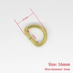 C 2Pcs Solid Brass D Rings Buckles for Bag Strap Belt Purse Webbing Dog Collar 10-38mm Inner Width Leather Craft DIY Accessories