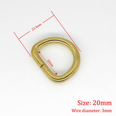 C 2Pcs Solid Brass D Rings Buckles for Bag Strap Belt Purse Webbing Dog Collar 10-38mm Inner Width Leather Craft DIY Accessories