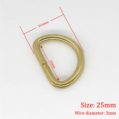 C 2Pcs Solid Brass D Rings Buckles for Bag Strap Belt Purse Webbing Dog Collar 10-38mm Inner Width Leather Craft DIY Accessories