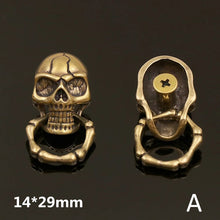 Load image into Gallery viewer, B 5 Pcs  Gothic Brass Skull Conchos Studs Screw Back Punk Rivets for Leather Craft Bag Wallet Garment Decor