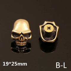 B 5 Pcs  Gothic Brass Skull Conchos Studs Screw Back Punk Rivets for Leather Craft Bag Wallet Garment Decor