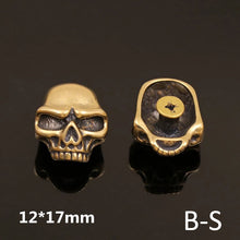 Carica l&#39;immagine nel visualizzatore di Gallery, B 5 Pcs  Gothic Brass Skull Conchos Studs Screw Back Punk Rivets for Leather Craft Bag Wallet Garment Decor
