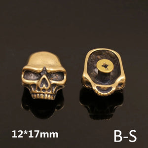 B 5 Pcs  Gothic Brass Skull Conchos Studs Screw Back Punk Rivets for Leather Craft Bag Wallet Garment Decor