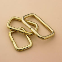 Cargar imagen en el visor de la galería, Brass metal wire formed rectangle ring buckle loops for webbing leather craft bag strap belt buckle garment luggage purse DIY