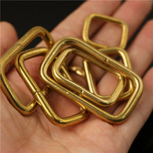 Cargar imagen en el visor de la galería, C Brass metal wire formed rectangle ring buckle loops for webbing leather craft bag strap belt buckle garment luggage purse DIY