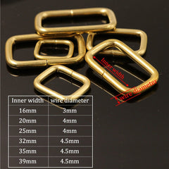 C Brass metal wire formed rectangle ring buckle loops for webbing leather craft bag strap belt buckle garment luggage purse DIY