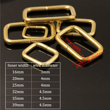 Load image into Gallery viewer, C Brass metal wire formed rectangle ring buckle loops for webbing leather craft bag strap belt buckle garment luggage purse DIY
