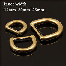 Carica l&#39;immagine nel visualizzatore di Gallery, 1 x Solid Brass Molded D ring Buckle for Leather Craft Bag Purse Strap Belt Webbing Dog Collar 15/20/25mm