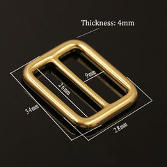 1 x Solid Brass Rectangular Adjuster Buckle Cast Tri Glide Slide Backpack Strip webbing  leather craft Bag Shoulder Strap Belt