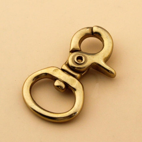 C 1pcs Brass bag snap hook swivel eye fob clip lobster claw trigger clasp for Leather Craft bag strap belt webbing keychain