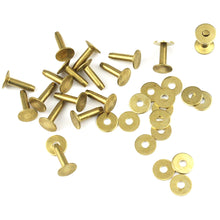 Carica l&#39;immagine nel visualizzatore di Gallery, B 20pcs High quality Solid Brass rivets &amp; burrs 1/2&quot; leather craft belt luggage rivets studs Permanent Tack Fasteners