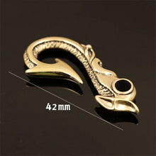 Carica l&#39;immagine nel visualizzatore di Gallery, Solid Brass Belt U Hook Skull Dragon Bamboo Fish Hook Fob clip Keychain Key Ring Wallet Chain Hook Leather Craft Decor 4 styles