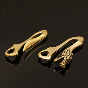 Solid Brass Belt U Hook Skull Dragon Bamboo Fish Hook Fob clip Keychain Key Ring Wallet Chain Hook Leather Craft Decor 4 styles