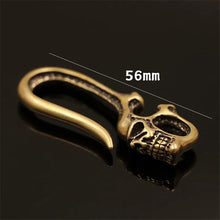 Carica l&#39;immagine nel visualizzatore di Gallery, Solid Brass Belt U Hook Skull Dragon Bamboo Fish Hook Fob clip Keychain Key Ring Wallet Chain Hook Leather Craft Decor 4 styles