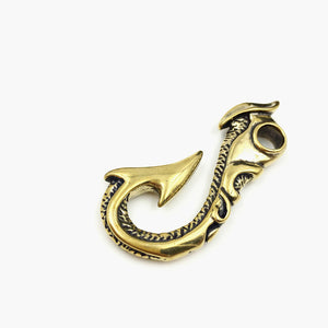 Solid Brass Belt U Hook Skull Dragon Bamboo Fish Hook Fob clip Keychain Key Ring Wallet Chain Hook Leather Craft Decor 4 styles