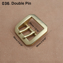 Cargar imagen en el visor de la galería, 1pcs Solid  Brass 4cm Belt Buckle End Heel Bar Buckle Single/ Double Pin Heavy-duty for Leather Craft Strap Webbing Dog Collar