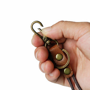 Vintage Genuine Leather Key Wallet DIY Accessories Men Women Keychain Covers Holder for Car Keys Housekeeper Lanyard Organizer