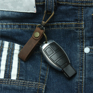 Real Cowhide Genuine Leather Keychain Pocket for Car Key Clip Ring Buckle Women Men Handmade Crafts Accessories Gift Brand New