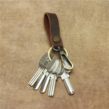 Cargar imagen en el visor de la galería, Real Cowhide Genuine Leather Keychain Pocket for Car Key Clip Ring Buckle Women Men Handmade Crafts Accessories Gift Brand New
