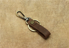 Real Cowhide Genuine Leather Keychain Pocket for Car Key Clip Ring Buckle Women Men Handmade Crafts Accessories Gift Brand New