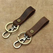 Cargar imagen en el visor de la galería, Real Cowhide Genuine Leather Keychain Pocket for Car Key Clip Ring Buckle Women Men Handmade Crafts Accessories Gift Brand New