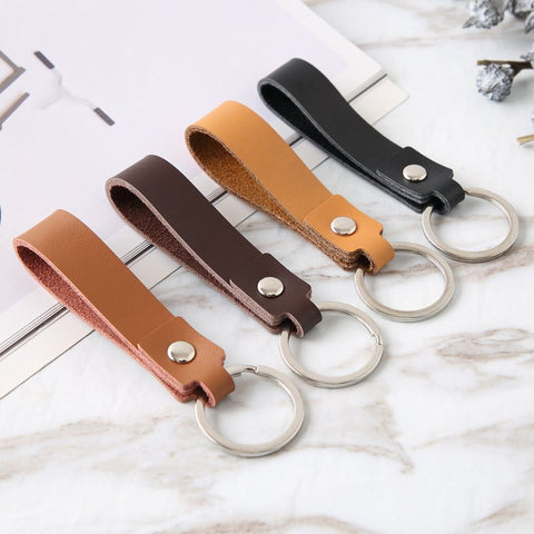 4 Pcs/lot Genuine Leather Keychain Holder Pocket for Car Keys Wallet Clip Ring Women Men Handmade Handbags Accessories DIY Gift